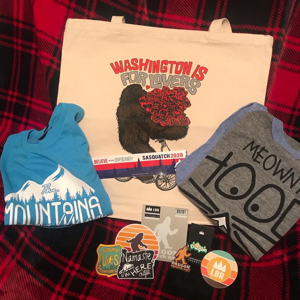 DoubtingSalmon's tweet photo. Whoa! This prize pack from @littlebayroot is awesome!! Thanks so much for the goodies, y’all; there was a lot of squealing as I unpacked it! Thanks again, LBR! 
#littlebayroot #madeinoregon #squatchout #oregon #washington #pnw #pacificnorthwest https://t.co/6RxbGeUWJP