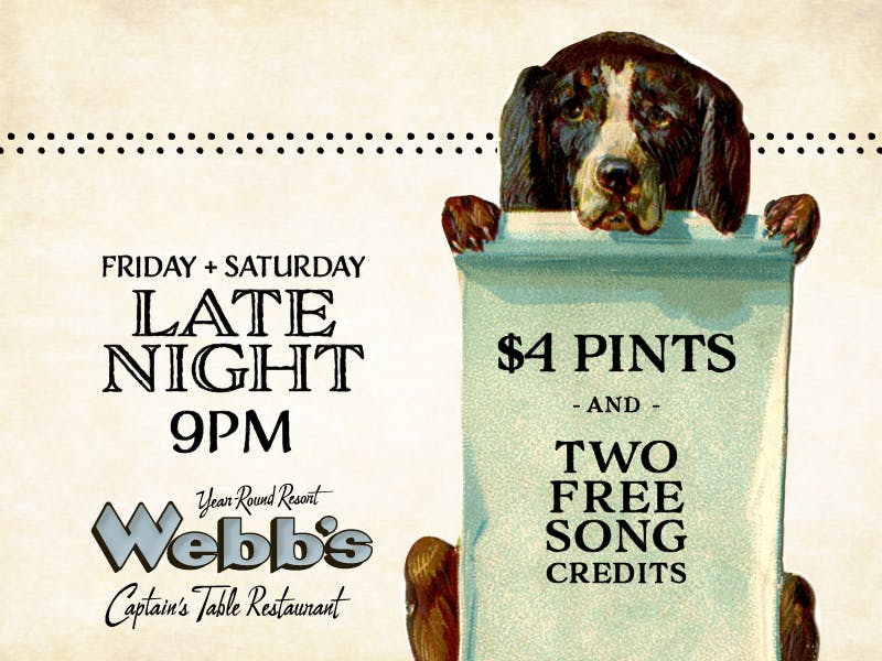 WebbsDining's tweet image. Heat up these cold, windy nights with $4 PINTS AFTER 9PM and 2 FREE SONG CREDITS on JW&apos;s jukebox. (Friday and Saturday after 9pm)