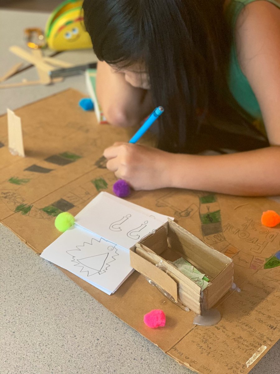 After finishing our #globalreadaloud #Frontdesk by @kellyyanghk sts created their own board games incorporating main ideas and themes thoughout the book. They’re so proud of their quick and deep thinking questions and can’t wait to share these with family and friends. #sd36learn