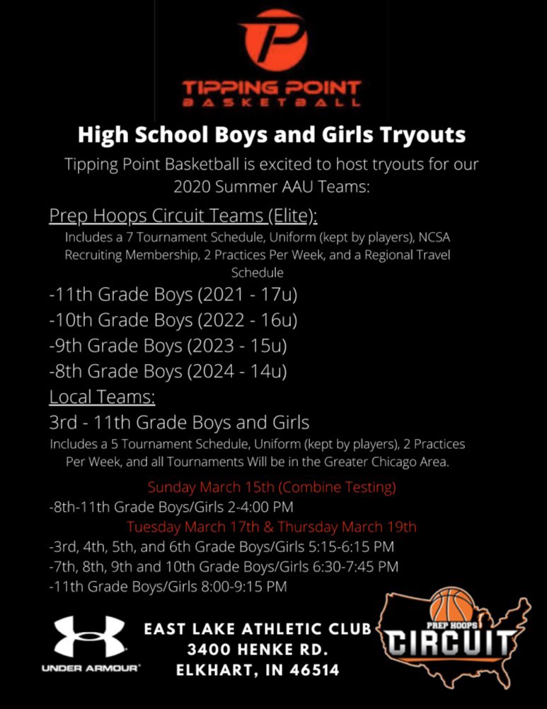 5starlifebball's tweet photo. 🚨🚨We are excited to announce our summer 2020 AAU tryout dates and times. Our Elite teams (8th-11th grade) will be competing on the Prep Hoops Circuit. All age groups will also have a “local” team to try out for. 🚨

Take your game to the next level this summer. #RepWithPurpose https://t.co/2bcquaqMLu