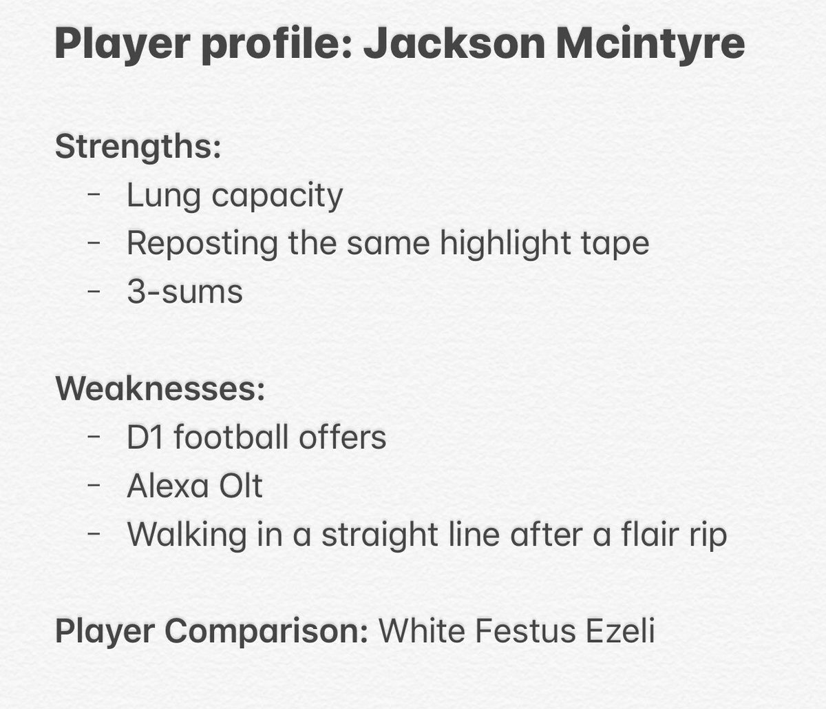 recball2019's tweet photo. Player Profile #1: @jmcintyre1102 https://t.co/Q08ah5vW56