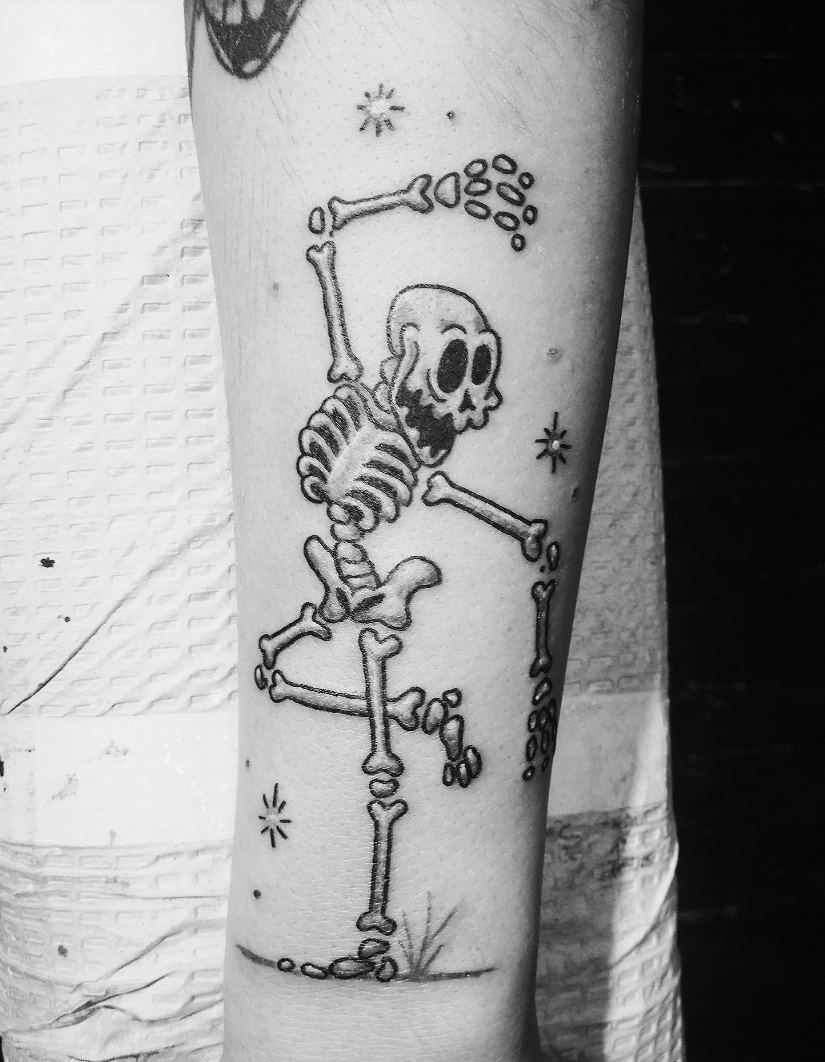 Dancing Skeleton by Stacey Blanchard TattooNOW
