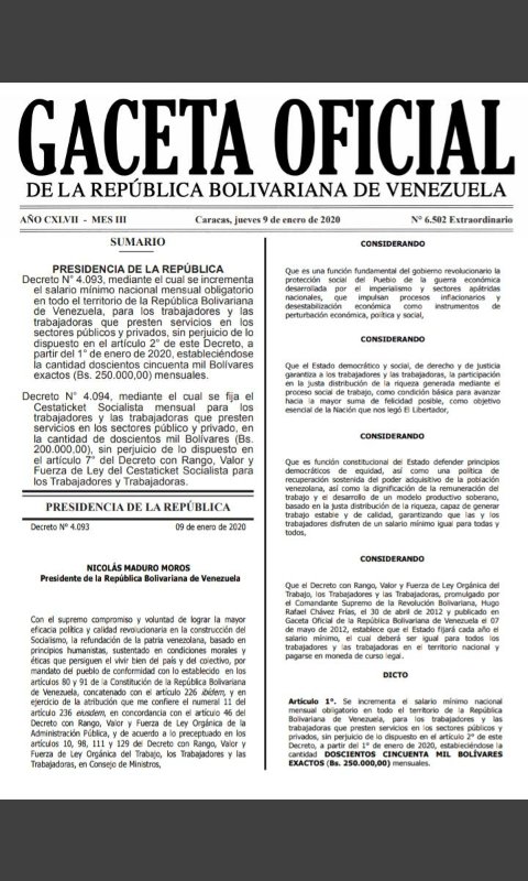 Jgonzalezmorles's tweet photo. #aumentodesueldo #gacetaoficial N6502 Caracas Venezuela https://t.co/yOPq3Gvi5S