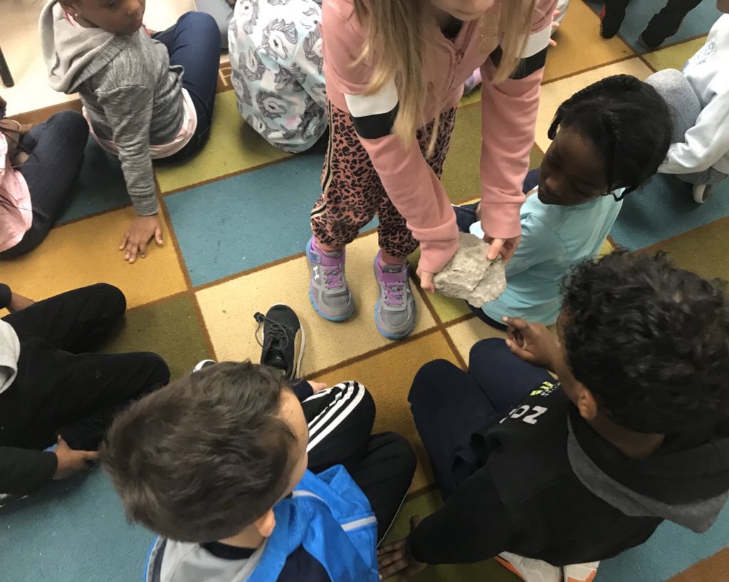 We had a very generous friend share her treasure with us today! I.C. showed us a fossil she found in her backyard & students had some interesting wonderings... “what will we find outside when the snow melts?” ❄️ “I wonder if it’s a dinosaur fossil?” 🦖 #EaglesSoar #StudentInquiry