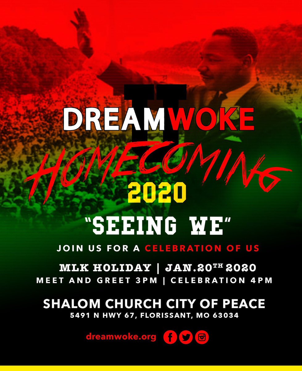 dream_woke's tweet photo. DREAMWOKE NATION!  

Join us for our 3rd Annual city-wide celebration of us!  

We are "coming home" to our roots, families and communities!! #DreamWoke #SeeingWe #Homecoming2020 #MLKHoliday https://t.co/b44hc9OygD