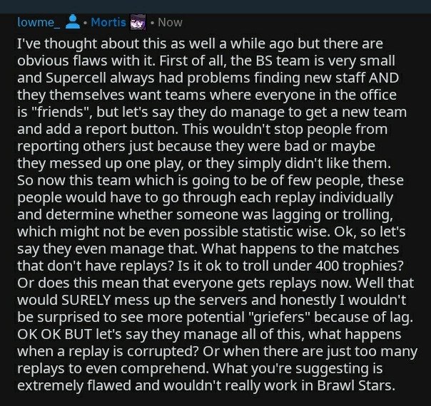 orangelowstar's tweet photo. Would you like a Report Button in Brawl Stars? I don't think one would work (because of the reasons in the ss) but *maybe* you can change my mind
(for better context: https://t.co/EMmXE5IcBR)
#BrawlStars #ReportButton https://t.co/uoVCIFJ4nJ