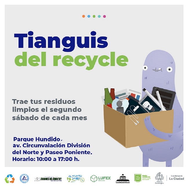 😃♻️ Recuerda que el Tianguis del recycle continúa este año. 

Asiste este sábado al Parque Hundido, en la col. Jardines del County, para traer tus desechos desechables como pilas, aparatos electrónicos, lámparas fluorescentes y más. ¡Aprovecha!