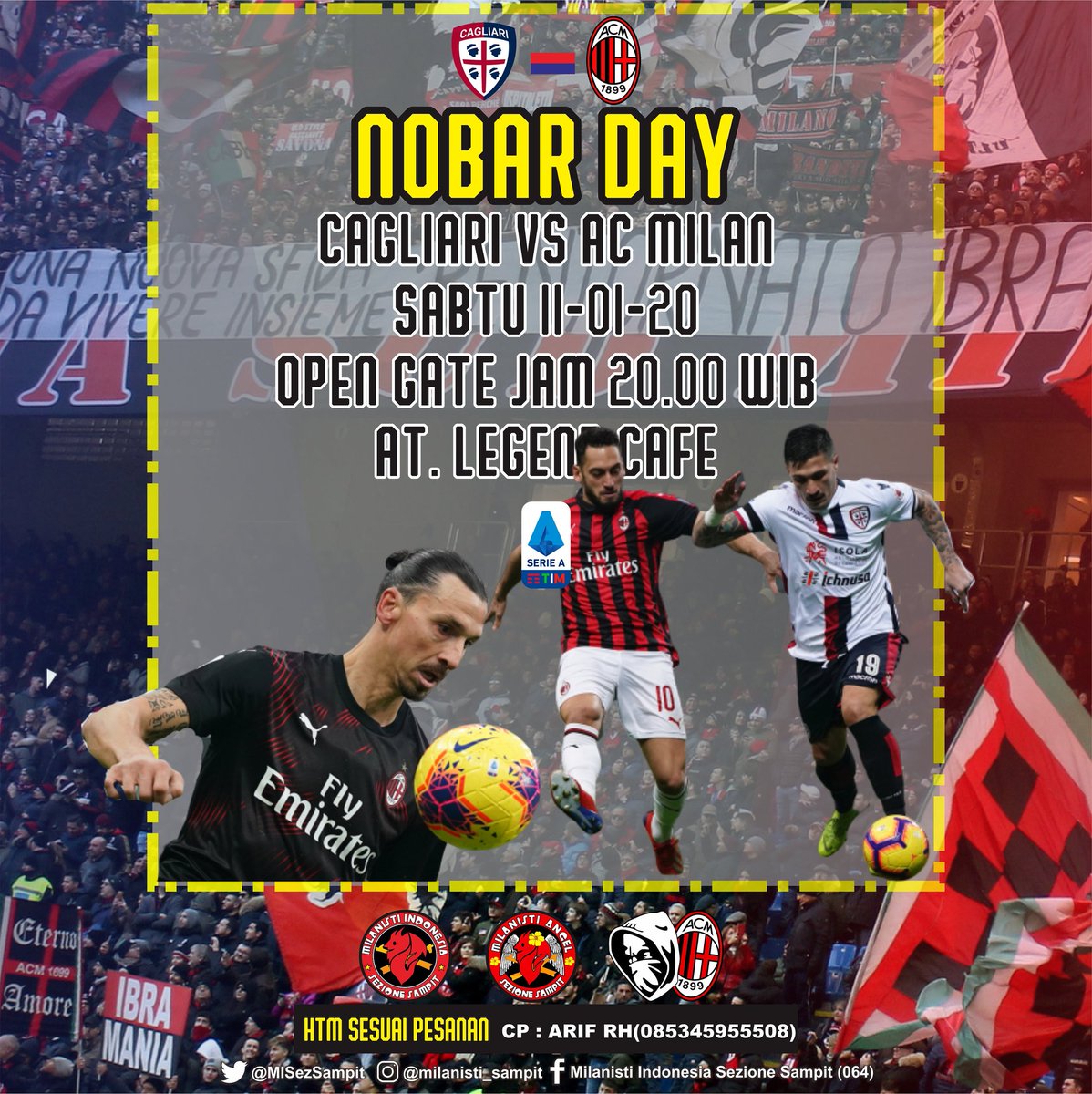 #NOBARDAY #MISezSampit #CagliariMilan | Sabtu 11-01-20 |O.G 20:00WIB | at #LegendCafe | CC <a href="/MilanistiOrId/">Milanisti Indonesia</a> #ramaikan 💪⚽
#MilanDay #ForzaMilan  🔴⚫ 💪