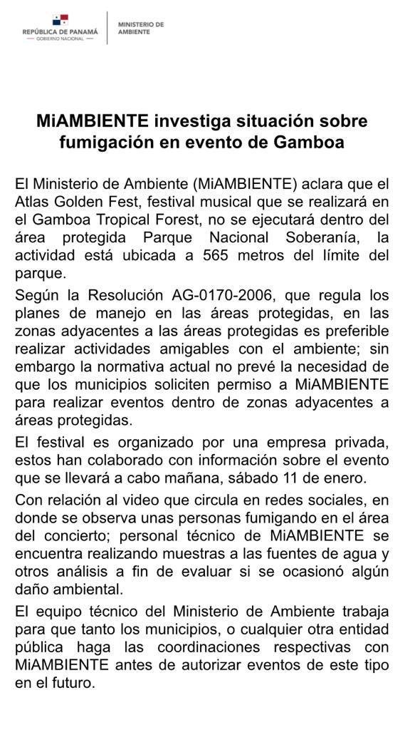 emperatrizpty's tweet photo. Declaraciones de @MiAmbientePma sobre el #Atlasgoldenfest .
565m de distancia entre un área protegida, teniendo en cuenta la facilidad de transporte del químico, sigue siendo preocupante.
Esperemos las investigaciones muestren lo contrario, porque sin ambiente sano NO HAY PARTY https://t.co/0N76XSq5u1