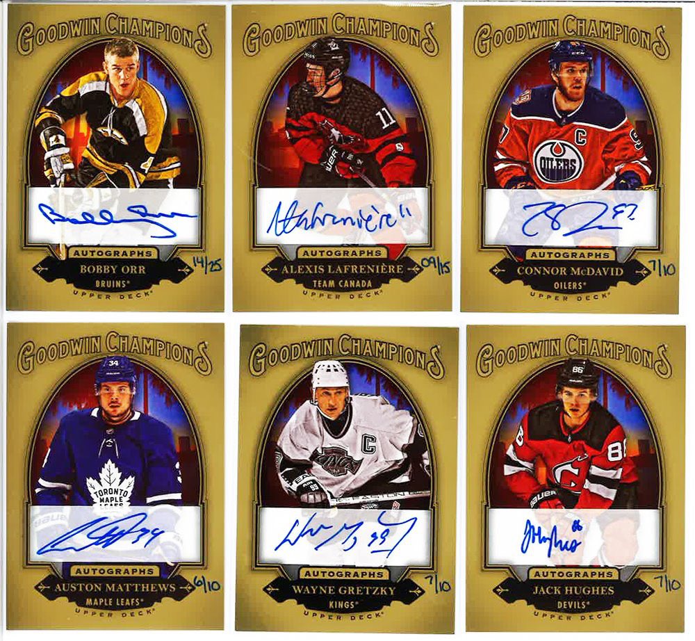 UpperDeckSports's tweet photo. Whatβs in the box? Upper Deck Black Boxes at the 2020 #CDDConference can yield some monster hits. Take a look at all the cards in the set! https://t.co/odLO2vv7nQ