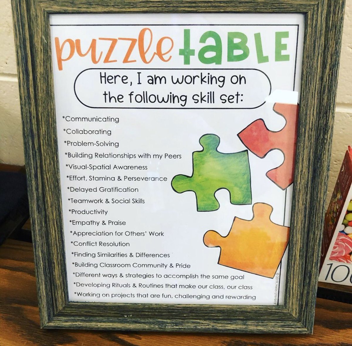 iteachinroom204's tweet image. Puzzle Table is a HIT! My students started working during morning arrival, math group time, and indoor recess yesterday. They’ve already completed THREE puzzles. I’m going to have to step them up to a 300 piece next week!!! #puzzletable