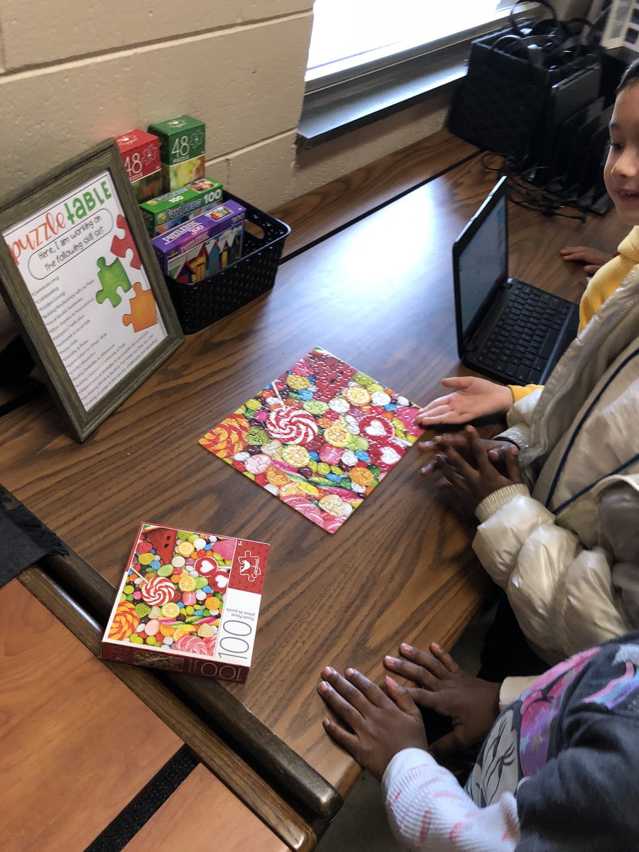 iteachinroom204's tweet image. Puzzle Table is a HIT! My students started working during morning arrival, math group time, and indoor recess yesterday. They’ve already completed THREE puzzles. I’m going to have to step them up to a 300 piece next week!!! #puzzletable