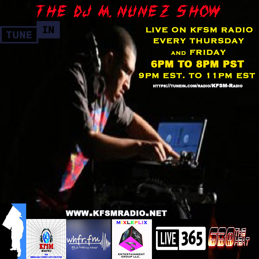 imtoodeep's tweet photo. The DJ M Nunez Show
#Live #Every #Thursday & #Friday on #KFSMRadio 9pm #EST / 6pm PST @djmnunez2 Listen on Tunein App here https://t.co/U0N3iBLHkw or on Live365 App @imtoodeep #UK #RADIO #USA #Mixleplix #Mixleplixent #Carolineradio https://t.co/hpMJs4szVm