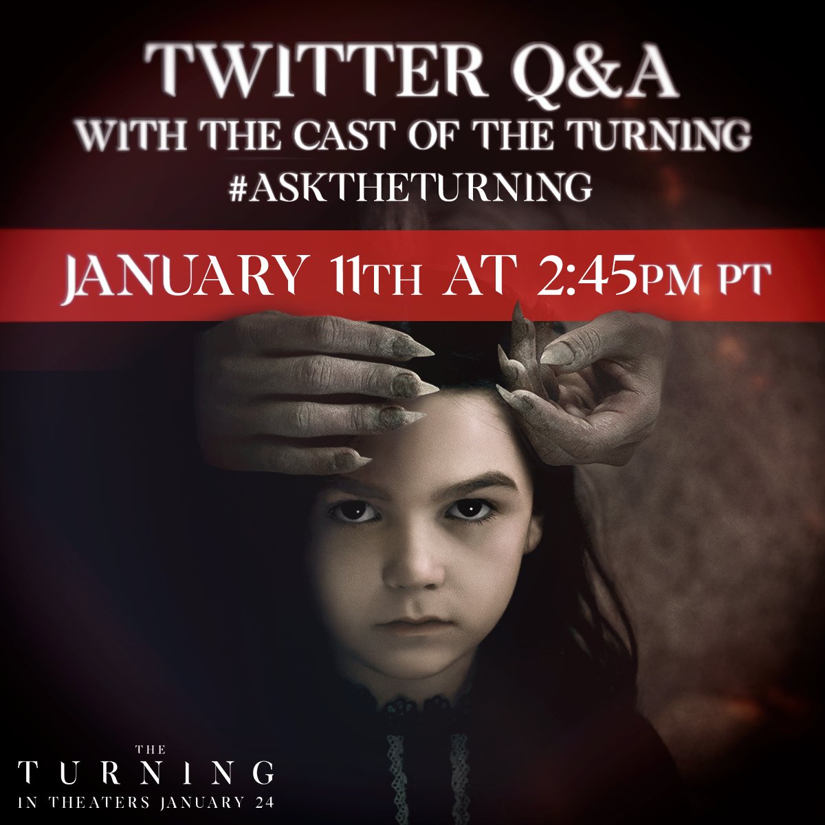 TurningMovie's tweet photo. Join the cast of #TheTurningMovie for a Twitter Q&amp;A. Submit your questions using #AskTheTurning. https://t.co/d552kpcdiK