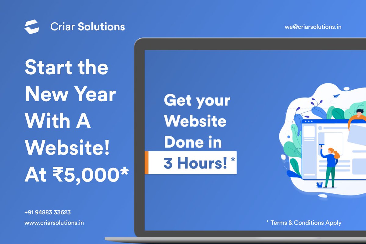 criarsolutions's tweet photo. Get Your Website In 3 Hours! Yes, You've Read That Right! Start Your New Year With An Elegant #Website For Your Business! https://t.co/aHRRnUHiTZ