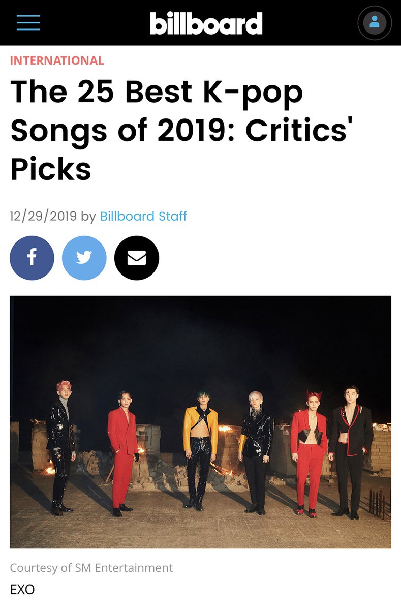 ‘K-POP King ’EXO’s ‘Obsession’ topped the Billboard ‘The 25 Best K-pop Songs of 2019: Critics' Picks’, while NCT 127, Red Velvet and SuperM respectively recorded no. 16, 18, and 25! 👏🏻 #EXO #엑소 #NCT127 #RedVelvet #레드벨벳 #SuperM #슈퍼엠