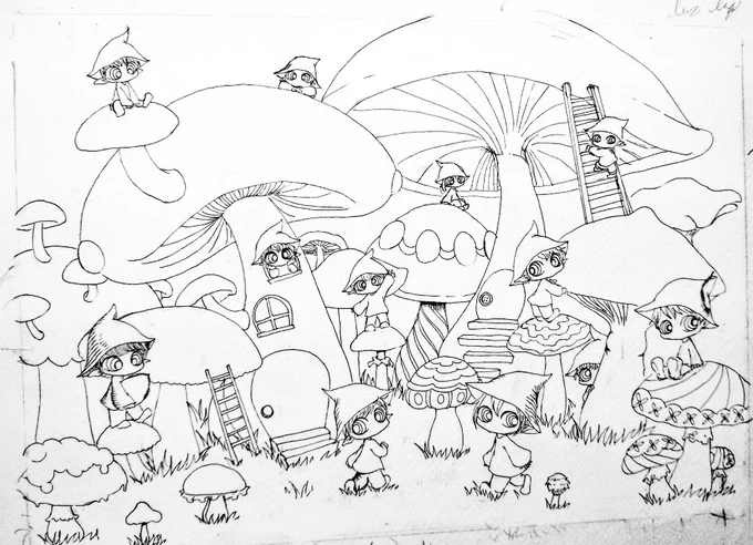 去年のカレンダーのペン描き(再掲) 