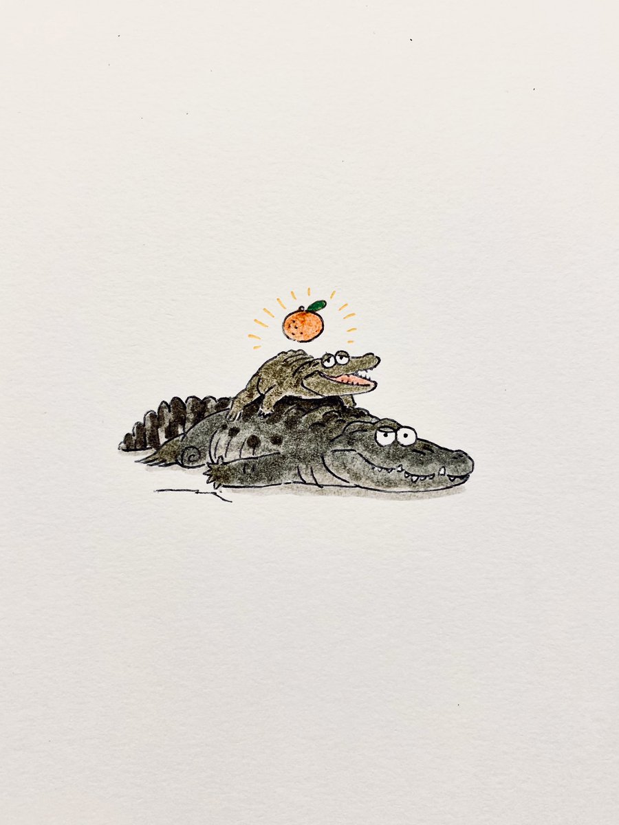 「鏡餅って今まで食べたことないんだよねなんだかんだ言って #ゆるワニ 」|あめみや🐊のイラスト