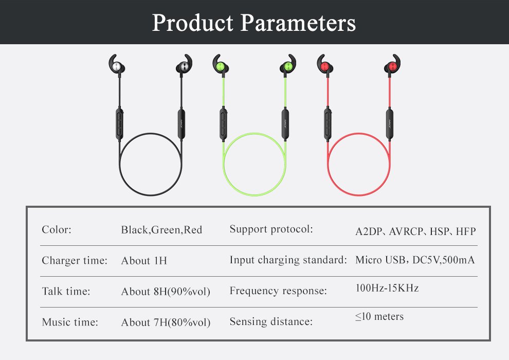 Bluetooth V4.1 
Black、Green、Red