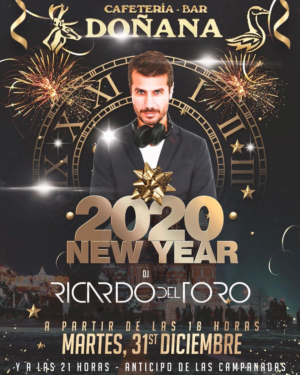 🎉FIN DE AÑO🎊con🎚 Ricardo del Toro🎧 todo un espectáculo audiovisual a partir de las 18:00h. ,nos adelantemos a las campanadas a las 🕛 21:00h.🎆 con muchas sorpresas más🎆.
#doñanafiesta #doñanacafe #fiesta #musica #lapuebladelrio #copas #doñanaPuebladelrio #tardevieja