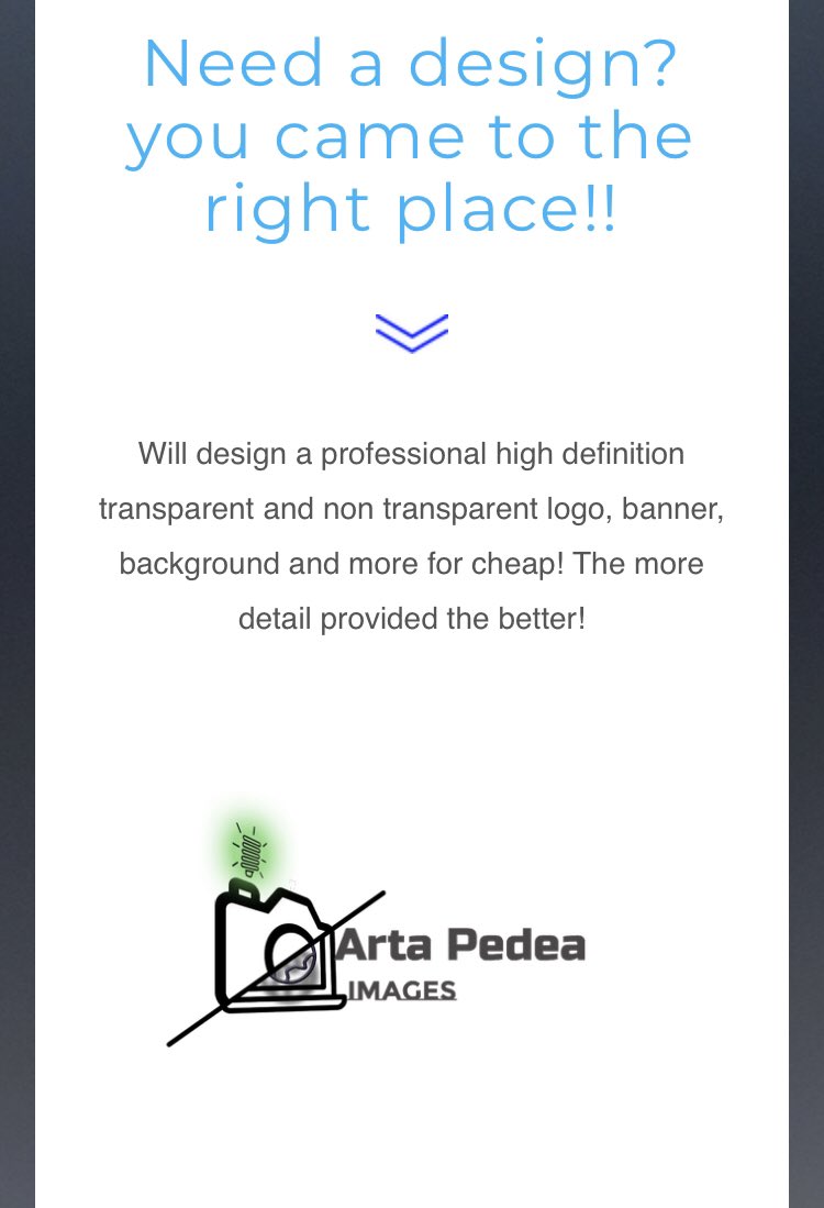 artapedea's tweet photo. That’s right!! No more needs to be said. #logodesigner #logodesinger #lookinforlogo #buyinglogos #cheaplogo #cheaplogos #youtubelogo #customlogo #coollogo #graphicdesign https://t.co/vxBWheFcRj