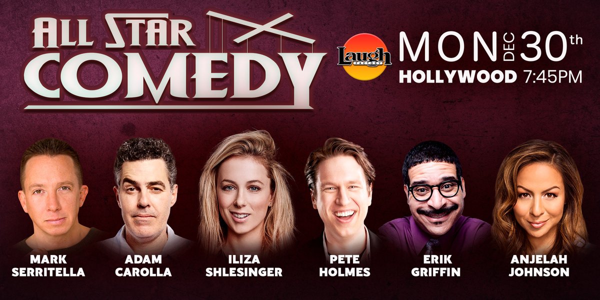 TheLaughFactory's tweet photo. Some #MondayMotivation for you. See #NetflixUnveiled ✨ @iliza, The Adam Carolla show's host and ✨ @adamcarolla, #HBOCrashing ✨ @peteholmes, #MADtv ✨ @anjelahjohnson with @ErikGriffin, and @MarkSerritella! ONLY A FEW TICKETS LEFT! GET THEM NOW
TIX - https://t.co/FTYXccgE2y https://t.co/YtR4XBO6QQ