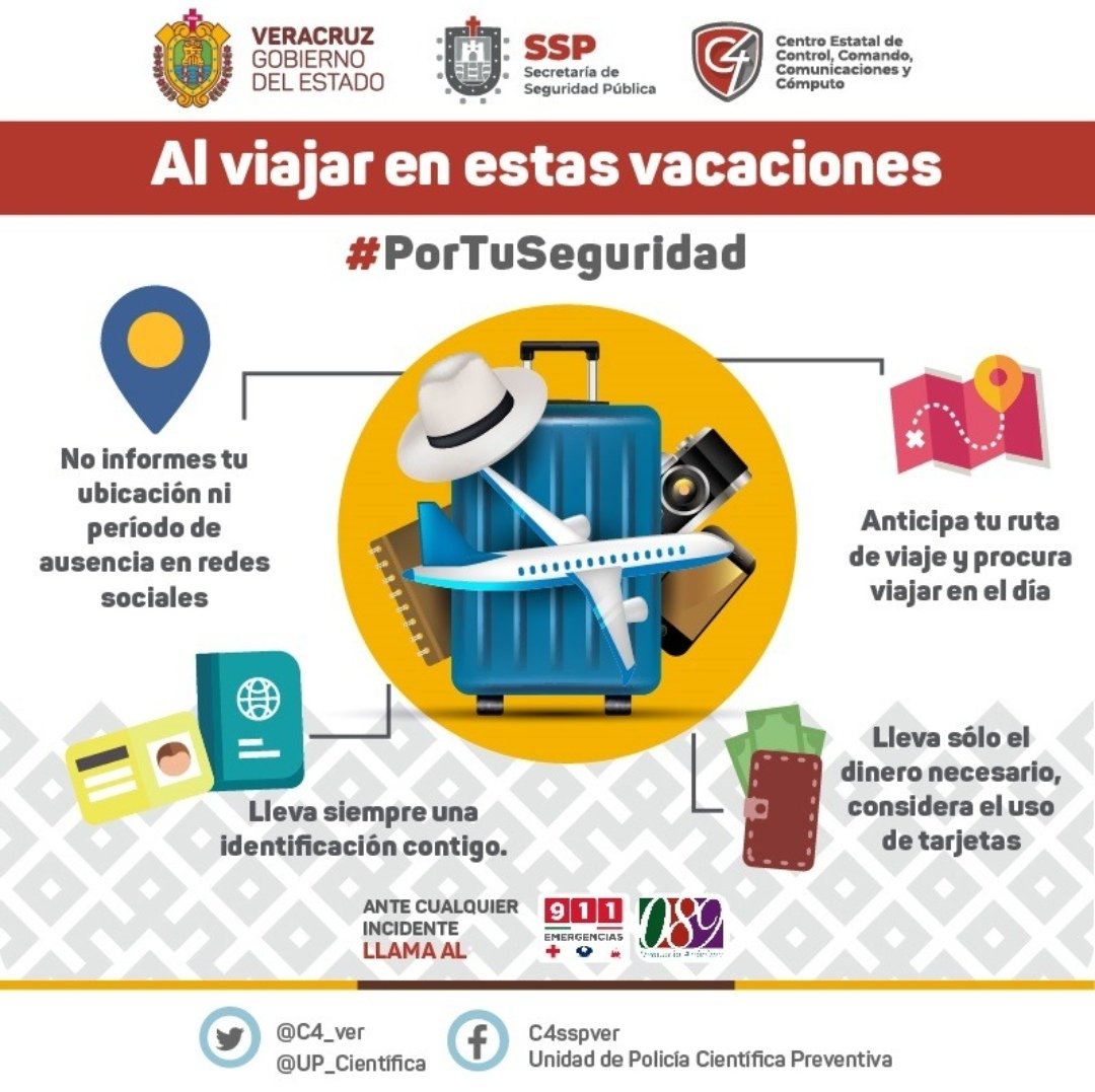 911_Veracruz's tweet photo. 🎄#PorTuSeguridad al viajar en estas vacaciones toma en cuenta las siguientes recomendaciones. #TipsC4Ver
Ante cualquier incidente comunícate a la línea #911Emergencias ☎️ https://t.co/MHjxCLe304