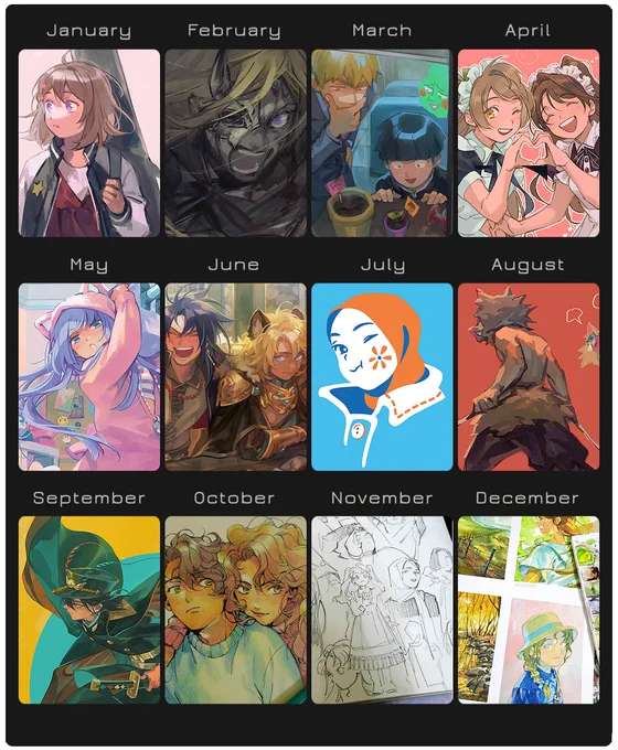 summary!! i hope to try more new things next year, and esp improving on shapes :9? 