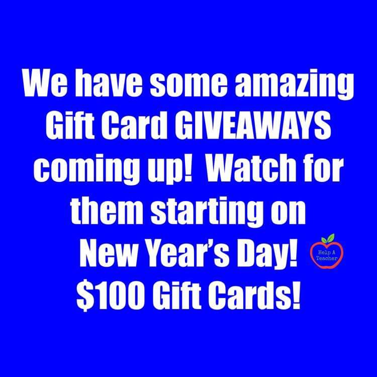 PLEASE HELP spread the word by following, sharing, and tagging! @HelpATeacher will be giving away $10,000 in Gift Cards on twitter and our facebook page! Starts January 1st! ❤️$❤️$❤️ 