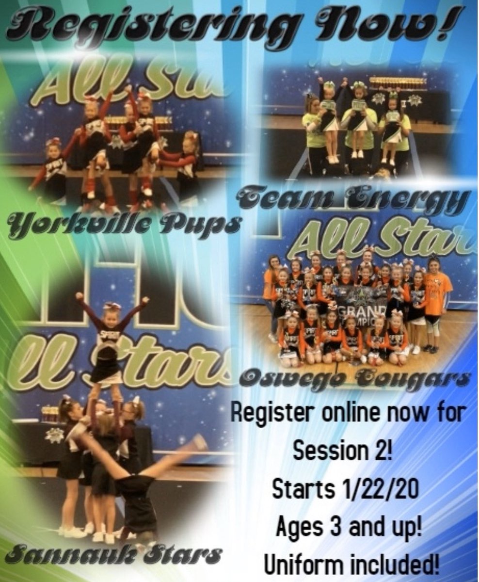 SpiritAllStars_'s tweet photo. Rec Cheer Registration is Open for Session 2!  Practices start in January! Register by 1-1-20 to save $$$ @ https://t.co/XJZ0gJv84a https://t.co/BURAaA7nH4