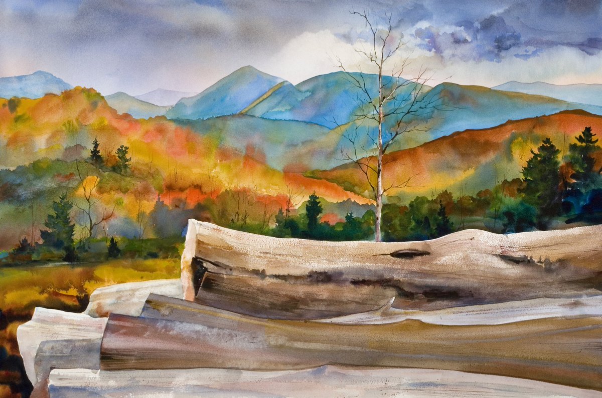 “Drystack Timber Pine Hill Road” #watercolor #pintura #watercolour #watercolorpainting #landscapepainting #weswaugh beartrailart.com