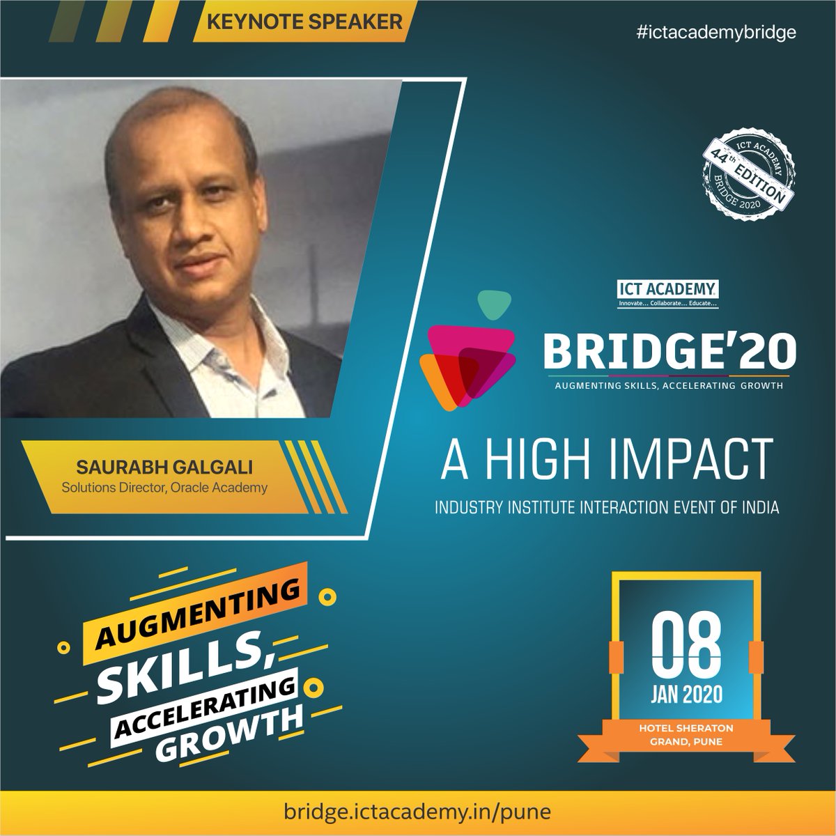 ictacademyindia's tweet photo. Saurabh Galgali, Solutions Director, #Oracle Academy at 44th Edition of ICT Academy Bridge'20 Pune on 08th Jan 2020 at Hotel Sheraton Grand, #Maharashtra
https://t.co/MRmA1eXf3g
#ictacademyindia #bridge44 #ictacademybridge2020 #bridgepune #event #conference @saurabhgalgali https://t.co/uGFPTqT3hl