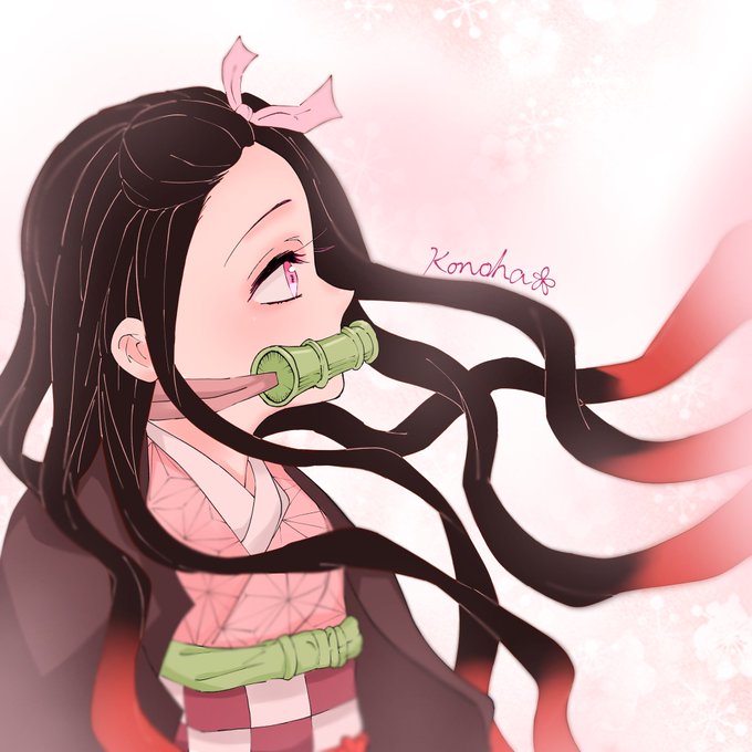 konoha🍀さんがTwitterに投稿した竈門禰豆子(鬼滅の刃)のイラスト。