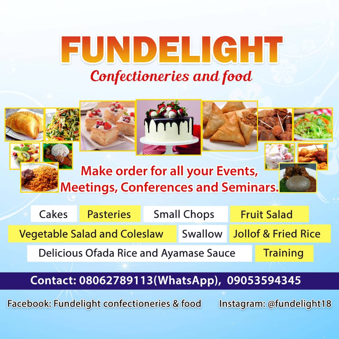 tinuoye18's tweet photo. Need cakes,desserts, smallchops and pastries in Ikosi,CMD,ketu,magodo and Ogudu axis? Contact Fundelight Confectionery on 08062789113.....Check our IG page @fundelight18. @Gidi_Traffic @VendorPage @TEMMYTOURPE https://t.co/4MWph0K2nV