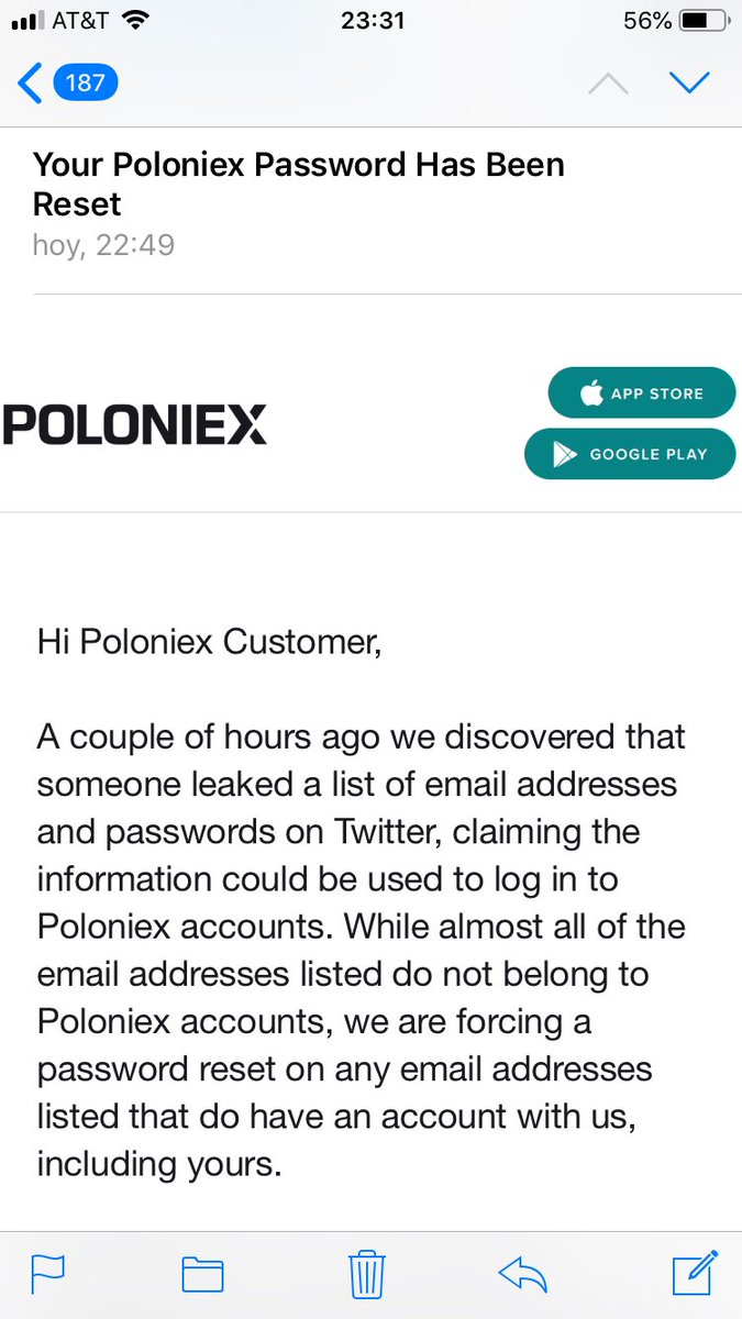 charlysicardo's tweet photo. @Poloniex be careful with this Scam email we are getting in our emails #BTC #LTC #ETH #DASH #Crypto #Poloniex https://t.co/untSVGfwAM