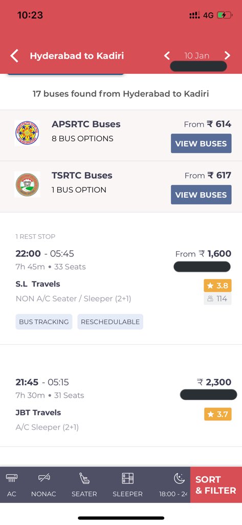 aravind_dussani's tweet photo. Hon’ble Chief Minister @ysjagan , @perni_nani and @IPR_AP Please have a look on these below private travel fares for Sankranthi Fest, Its almost 3X hike when compared to the normal day fares. How a normal people can afford these fares &amp; travel? And Please do needful.
@SakshiHDTV https://t.co/8l6GH8X0qz
