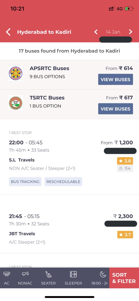 aravind_dussani's tweet photo. Hon’ble Chief Minister @ysjagan , @perni_nani and @IPR_AP Please have a look on these below private travel fares for Sankranthi Fest, Its almost 3X hike when compared to the normal day fares. How a normal people can afford these fares &amp; travel? And Please do needful.
@SakshiHDTV https://t.co/8l6GH8X0qz