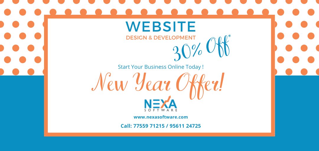 SoftwareNexa's tweet photo. New Year Offer..!
30 % OFF* on WEBSITE Design &amp; Development
Call: +91- 77559 71215 / 95611 24725
https://t.co/1jKWOuSVgk
#HappyNewYear #offer #sale #discount #best #Deals #website #design #development #happy #NewYearResolutions #NewYearsEve https://t.co/NuD47Vl3t8