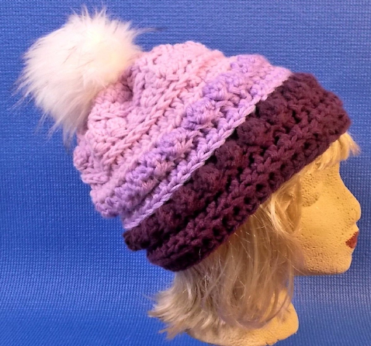 womens purple bobble hat