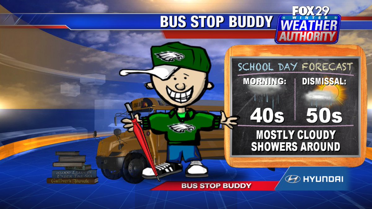 ScottFox29's tweet photo. #BusStopBuddy forecast @FOX29philly #Fox29GoodDay on/off showers https://t.co/Q46Bb9VKOr