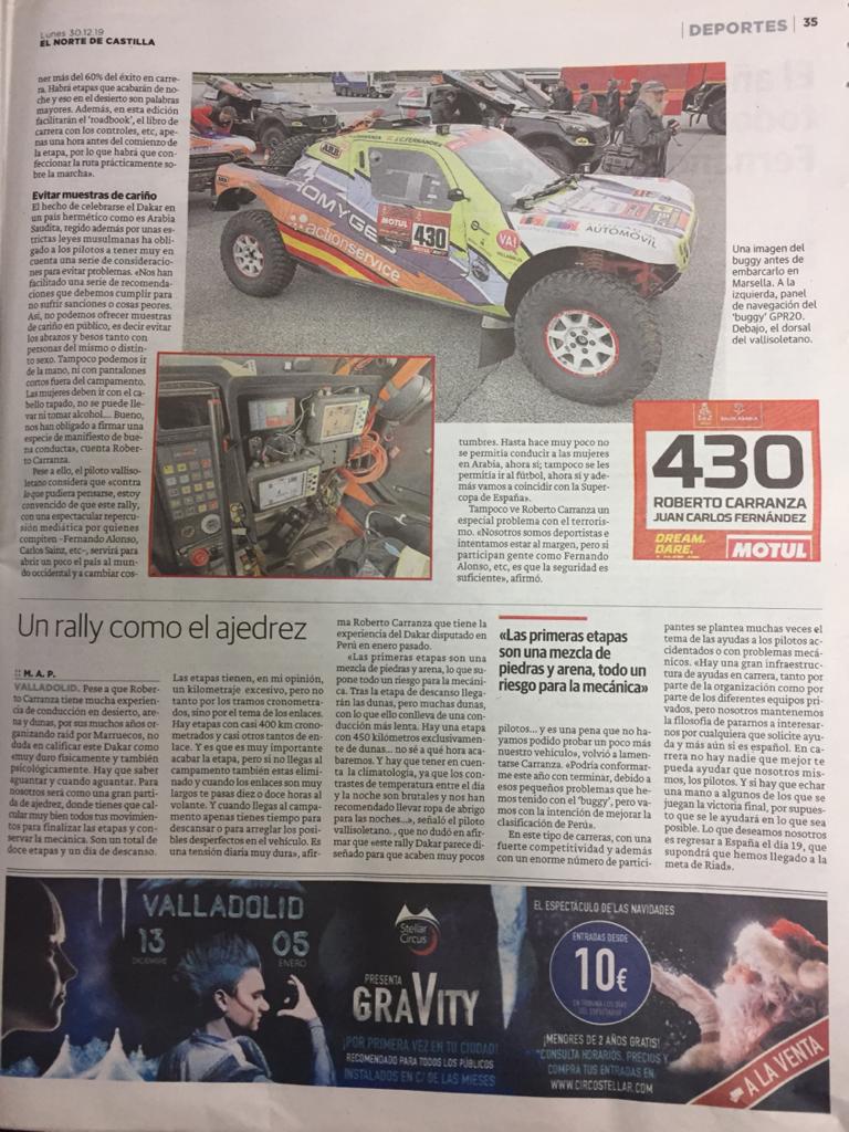 Gracias a <a href="/nortecastilla/">El Norte de Castilla</a> por este magnífico reportaje sobre nuestra futura #aventura por el <a href="/dakar/">DAKAR RALLY</a> 2020
<a href="/ActionServiceVa/">Action Service</a> <a href="/PromygesRally/">PROMYGES RALLY TEAM</a> <a href="/Promyges/">Promyges</a> <a href="/ARB4x4/">ARB 4x4 Accessories</a> <a href="/ciudadautomovil/">Ciudad del Automóvil</a> <a href="/AyuntamientoVLL/">Ayto. de Valladolid</a> <a href="/Dip_Va/">Diputación de Valladolid</a> <a href="/Garmin_Iberia/">Garmin Iberia</a> <a href="/autocaravanasno/">AutoCaravanas Norte</a> <a href="/Autoverde4x4/">Autoverde4x4</a> <a href="/PargroupMan/">ParGroup</a>