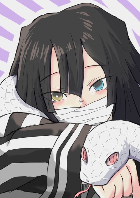わんおさんがTwitterに投稿した伊黒小芭内(鬼滅の刃)のイラスト。