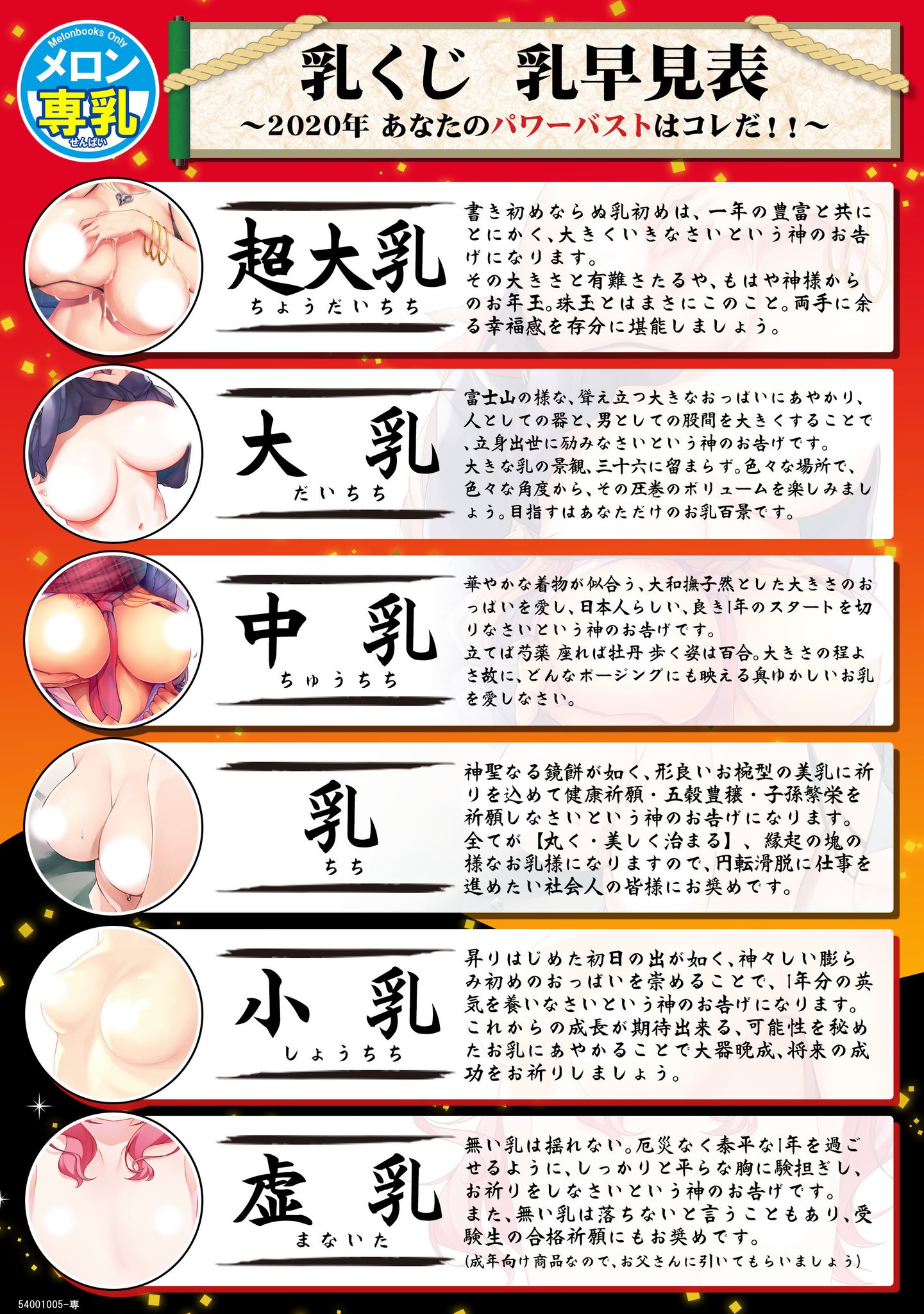 メロンブックス 神奈川 多摩エリア در توییتر 年1月1日発売予定 令和最初のお正月 あの女身くじ 乳くじ が メロン専乳で新しく登場 吉凶の変わりにバストサイズであなたの運 性 を導きます ありがた い作家陣のイラストに加えてありがた い