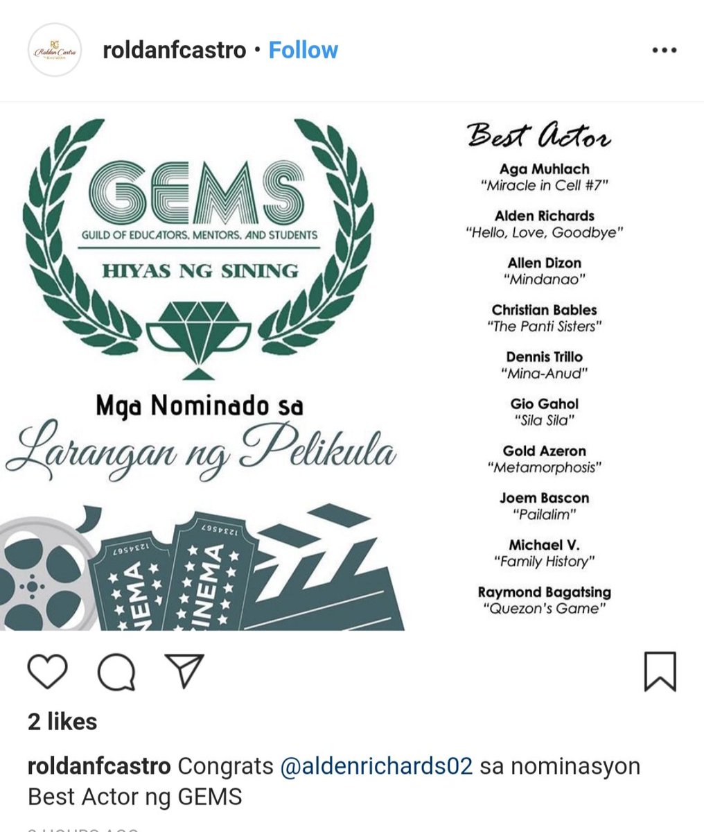 ALDENexers's tweet photo. Congrats on your GEMS Best Actor nomination, @aldenrichards02! #AldenRichards #TheGiftAlaala https://t.co/WDy6zyqjbc