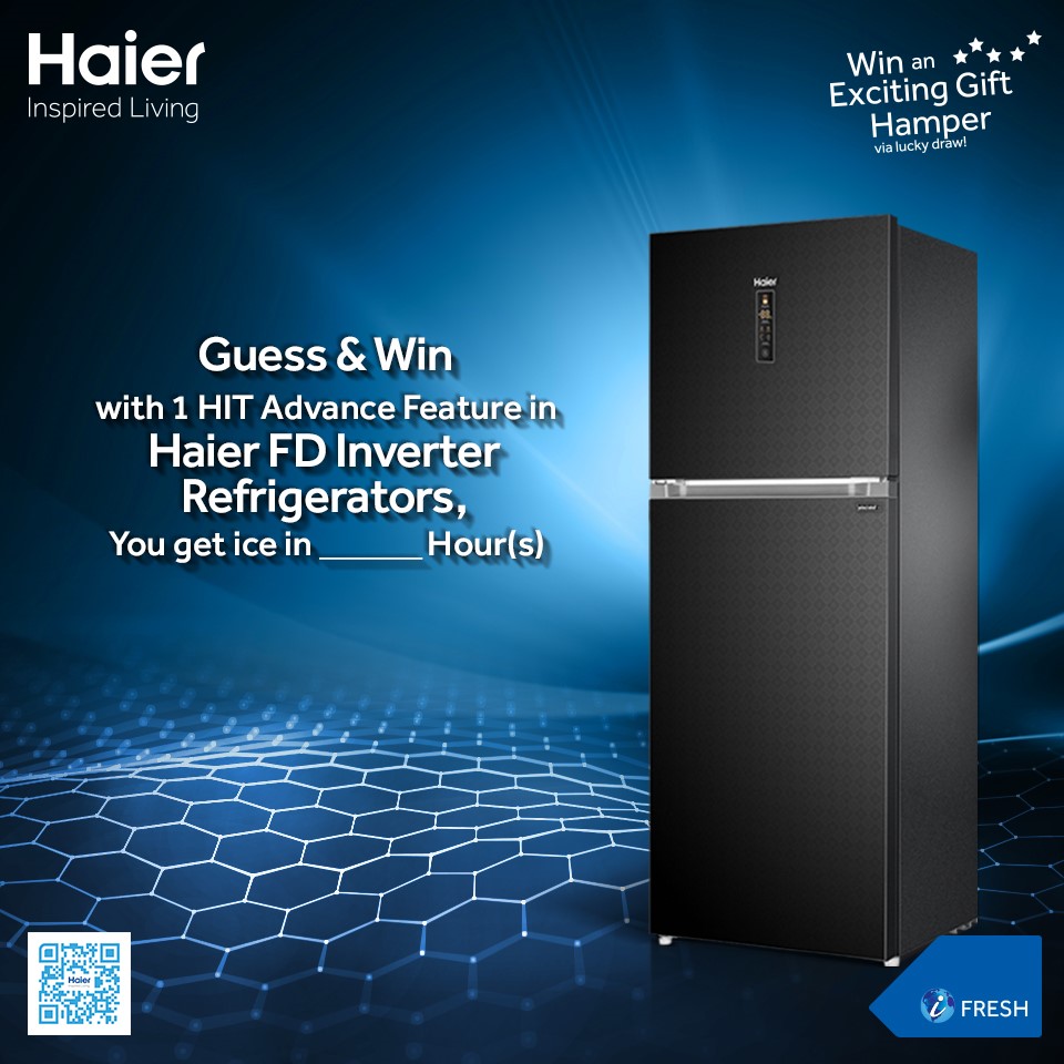 HaierPakistan's tweet image. Haier Refrigerator with  Blue Turbo Technology are the fastest cooling Refrigerators around town!
Guess and WIN exciting gifts from Haier!
For more info: bit.ly/2KCZCaB 
#HaierPakistan
#HaierRefrigerators