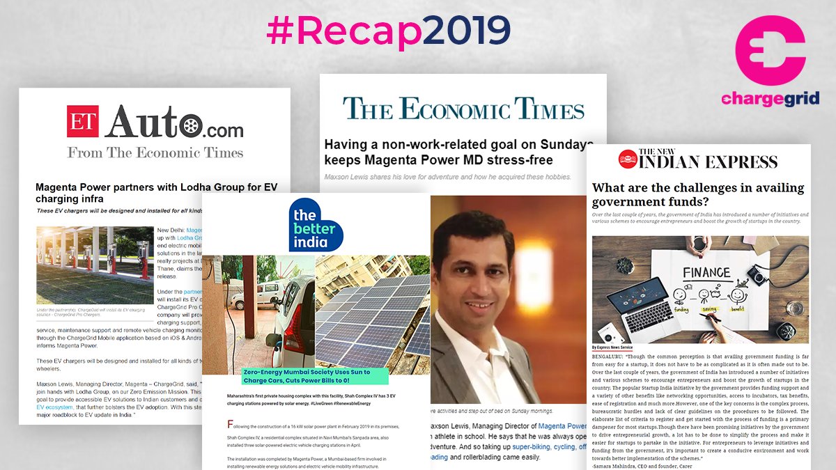 MagentaMobility's tweet photo. A #BigShoutout to few more #BestMemories and #BestMoments -#ChargeGrid #FeaturedinMedia #MediaCoverages #Recap2019 https://t.co/kKFTW9Yaxm