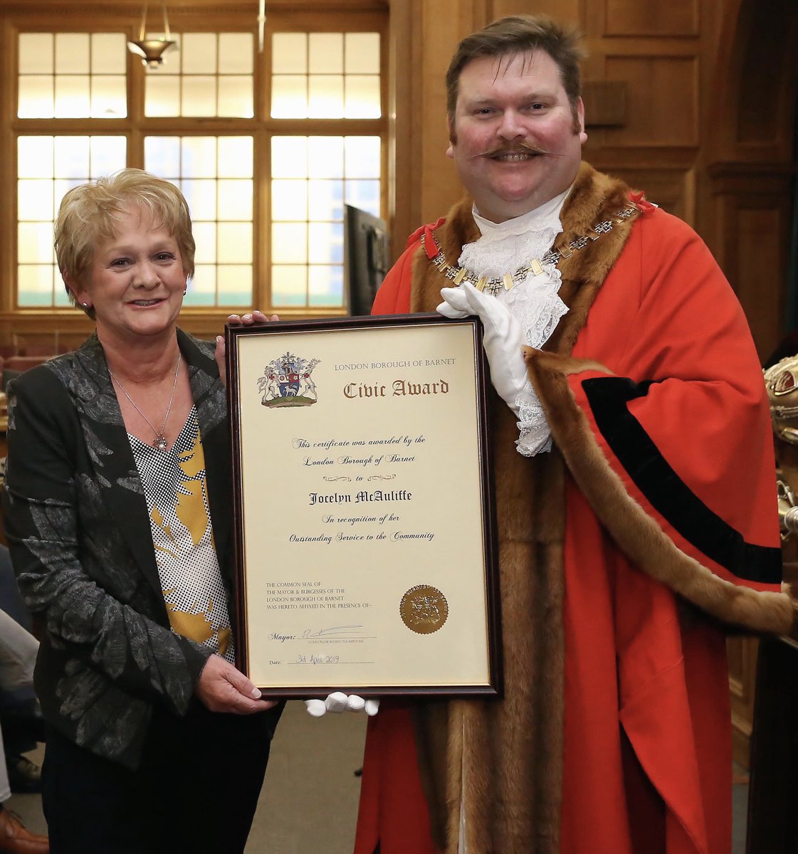 BarnetCouncil's tweet photo. Jocelyn McAuliffe won a #Barnet Civic Award for her voluntary work at #EastBarnet Library and South Friern Library. ๐๐
We are now accepting nominations for the 2020 Civic Awards: https://t.co/COiqBB6DoH ๐
Deadline: 31 December. ๐
#barnetcouncil #londonboroughofbarnet https://t.co/4Raco9EkAg