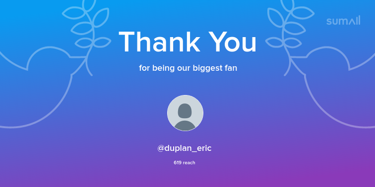 Our biggest fans this week: duplan_eric. Thank you! via sumall.com/thankyou?utm_s…