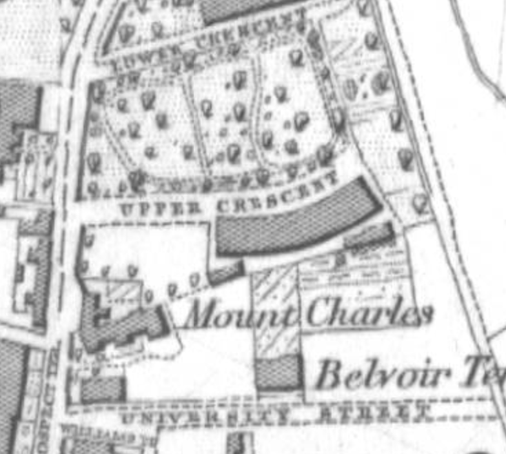 timothyferres's tweet photo. This map of circa 1850-60 indicates that the section of Upper Crescent to be restored is the oldest in the crescent; Botanic Avenue did not exist.
#UpperCrescent #BotanicAvenue #Belfast https://t.co/yr72ejVuoj