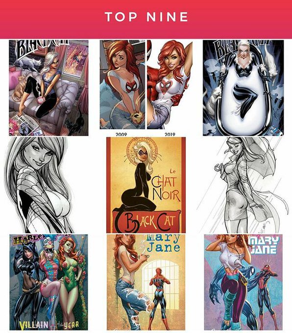 Here are my TOP 9 `grams of 2019! Again, you guys definitely like the Spidey-Women, especially the MJs &amp; Black Cats! Happy New Year!! 🎉 #topnine2019 #topnine #mj #maryjane #maryjanewatson #jscottcampbell #blackcat #spiderman 